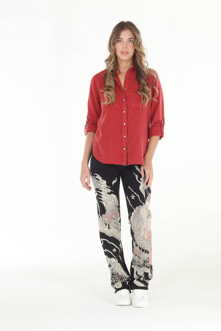 4360-Dragon Pant with Raw Hem: Charcoal / L