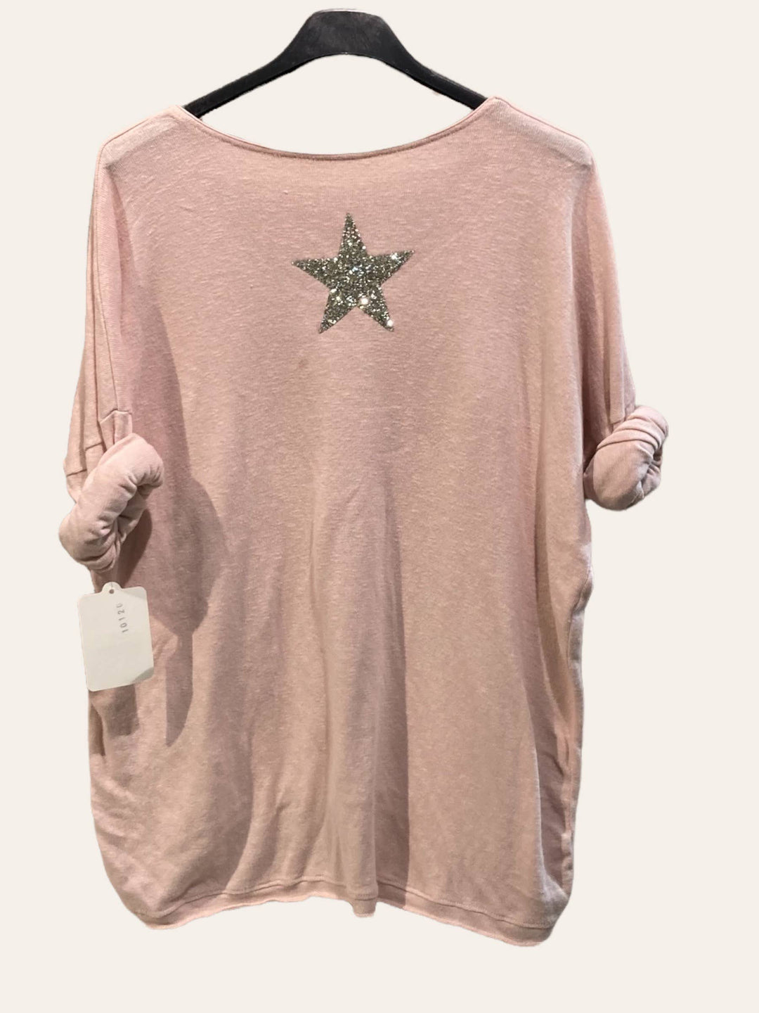 Cotton top with a rhinestone star : PETROL BLUE