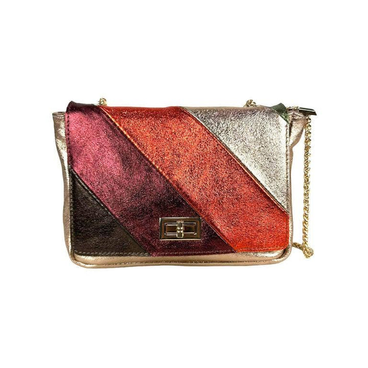 Multicolored Leather Bag: Silver