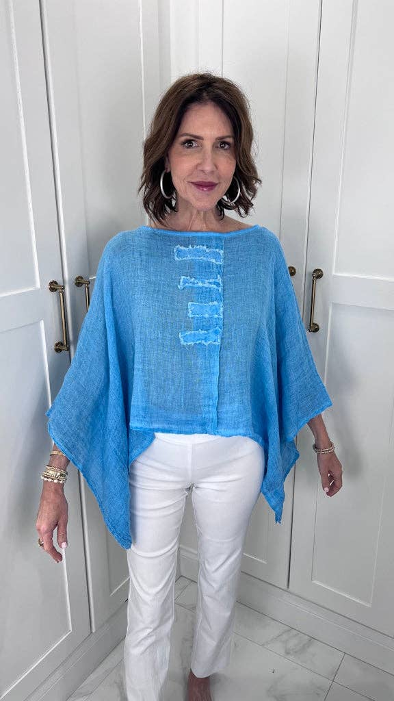 Hallie Crinkle Linen Top (BQ179):Gray