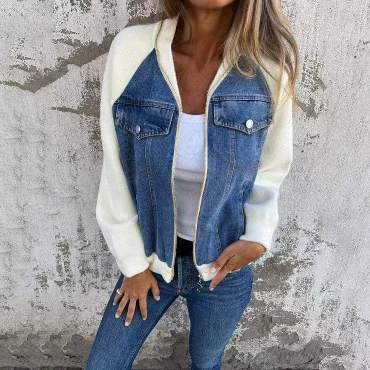 Zip up denim JKT: Grey / L