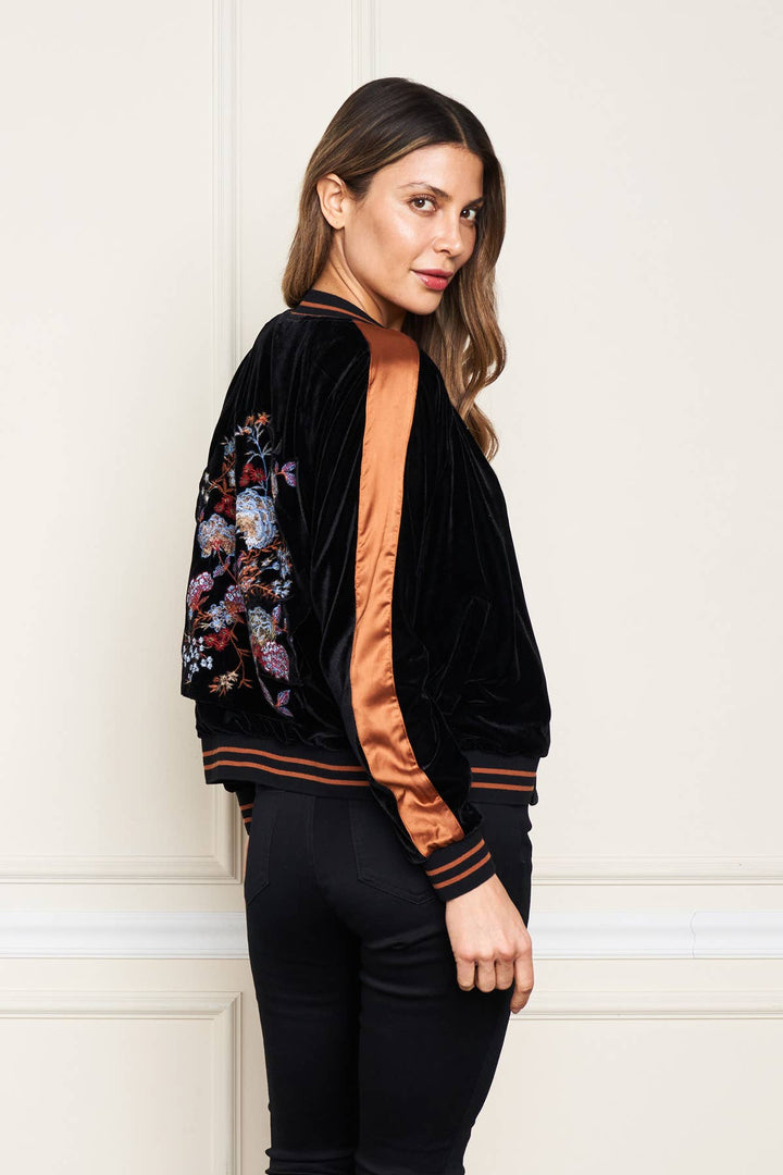 5714-MAJ Velvet Baseball Jkt: Black/ S