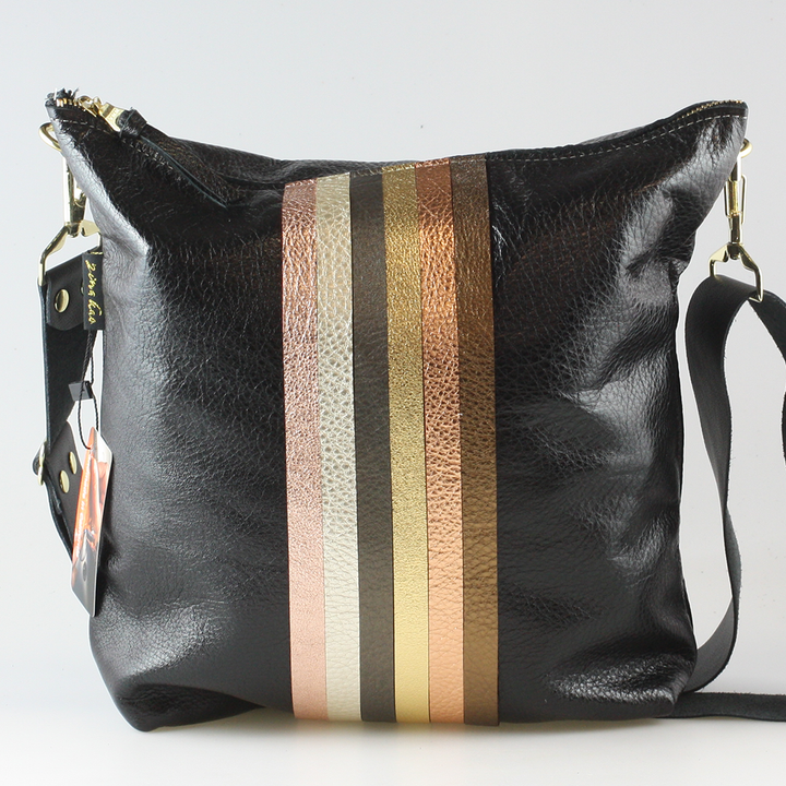 Graham Crossbody: METALLICS!: Gunmetal : Silver/IceBlue