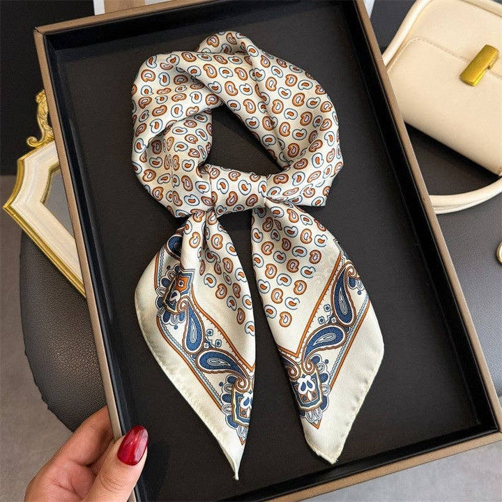 Sheer Trend - Fashion Print Square Scarf: CREAM