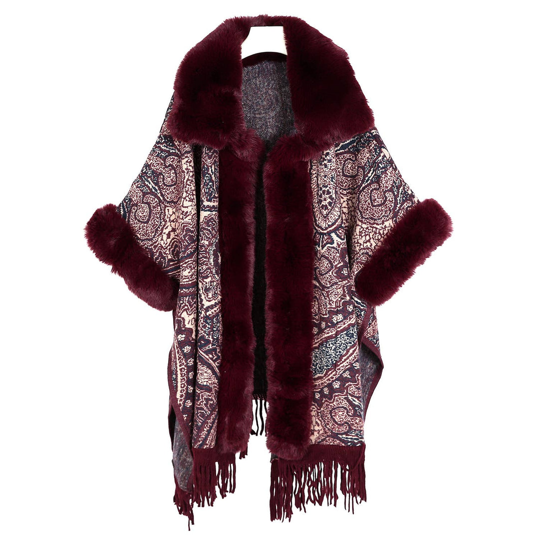 PEACH ACCESSORIES - PE361 Paisley print cape: Beige