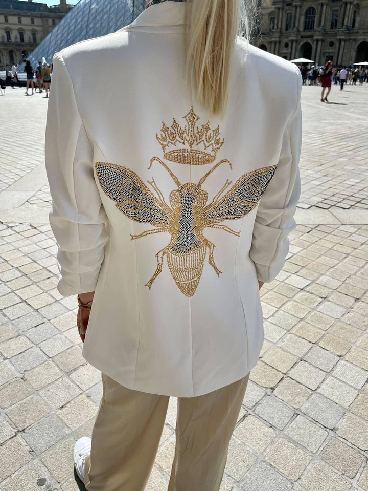 Gold Queen Bee Blazer - White: LARGE