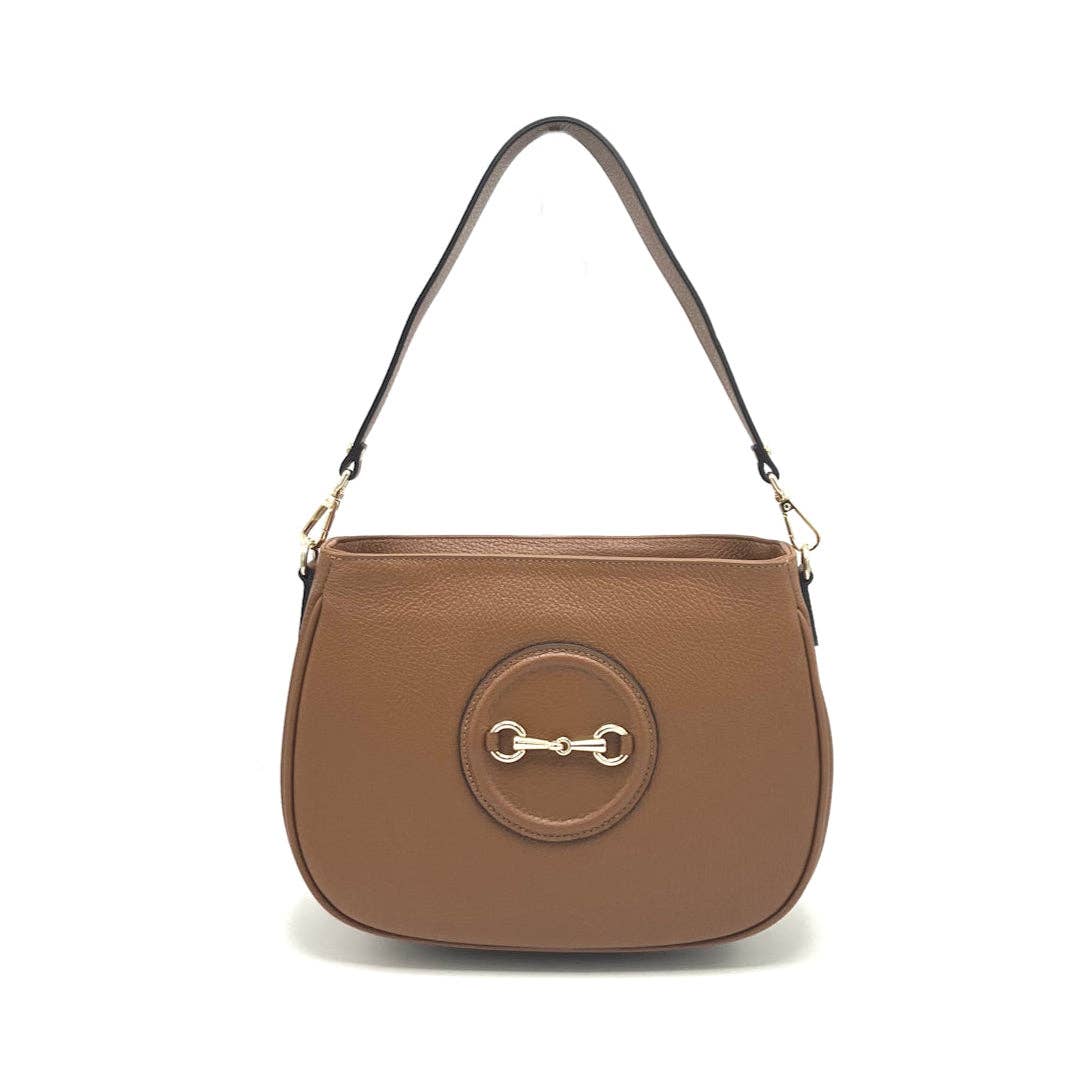 Horse bit Blk Leather Bag Made in Italy