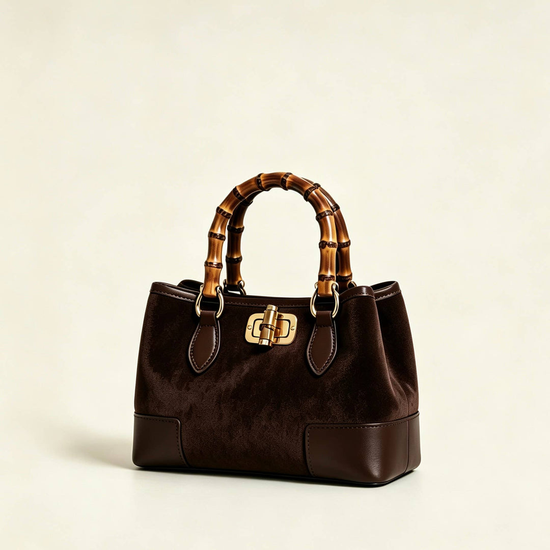 Suede Bag leather bamboo : Borgogna