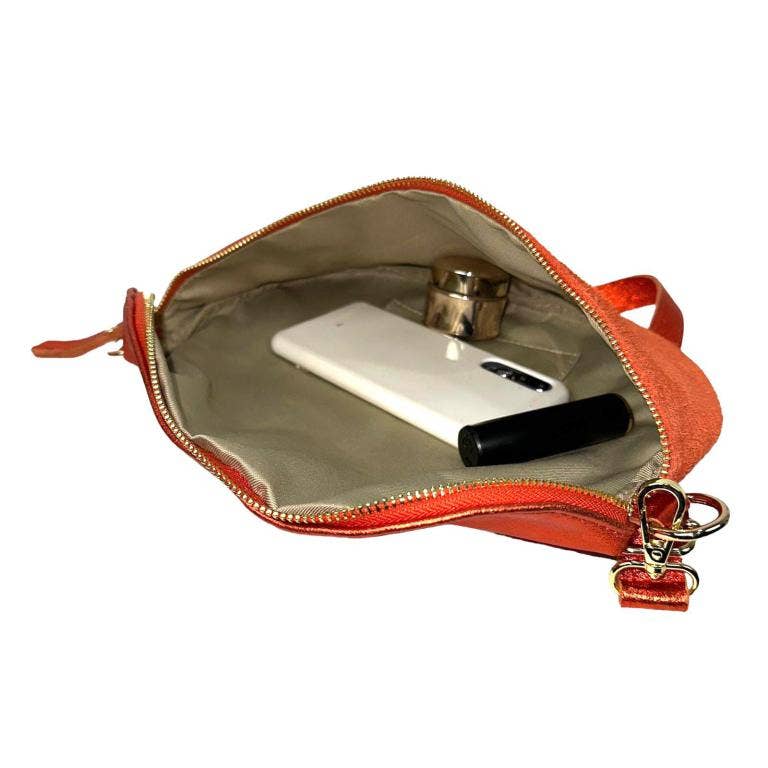 Large Suede and Leather Waist Bag: Black