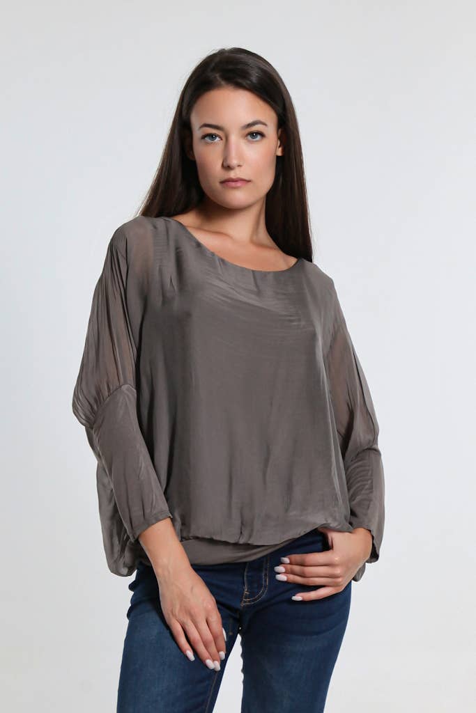 Silk Banded Blouse (BQ206):Army