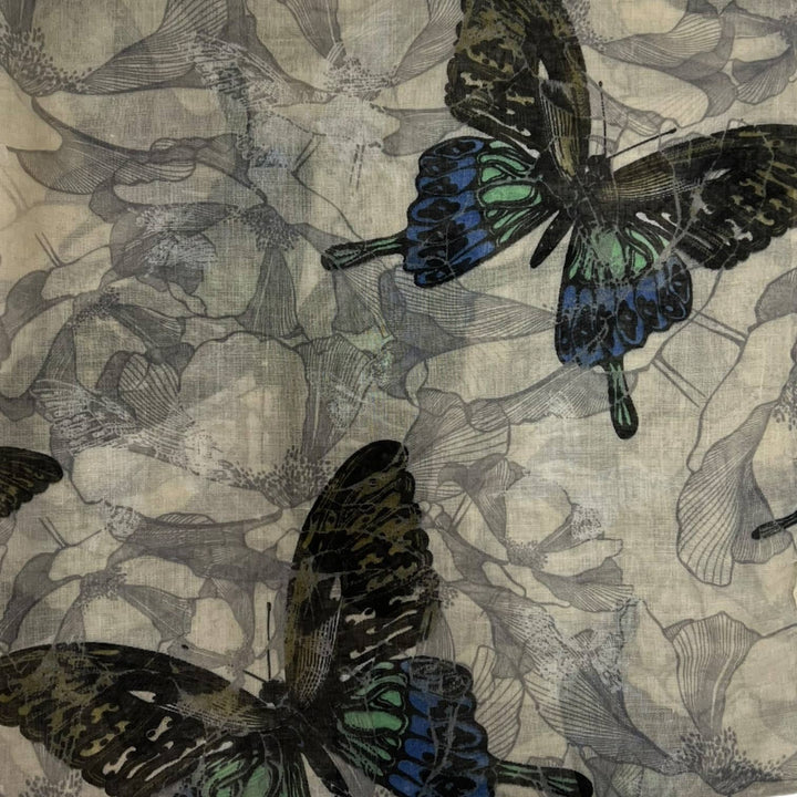 Butterfly print scarf: Grey