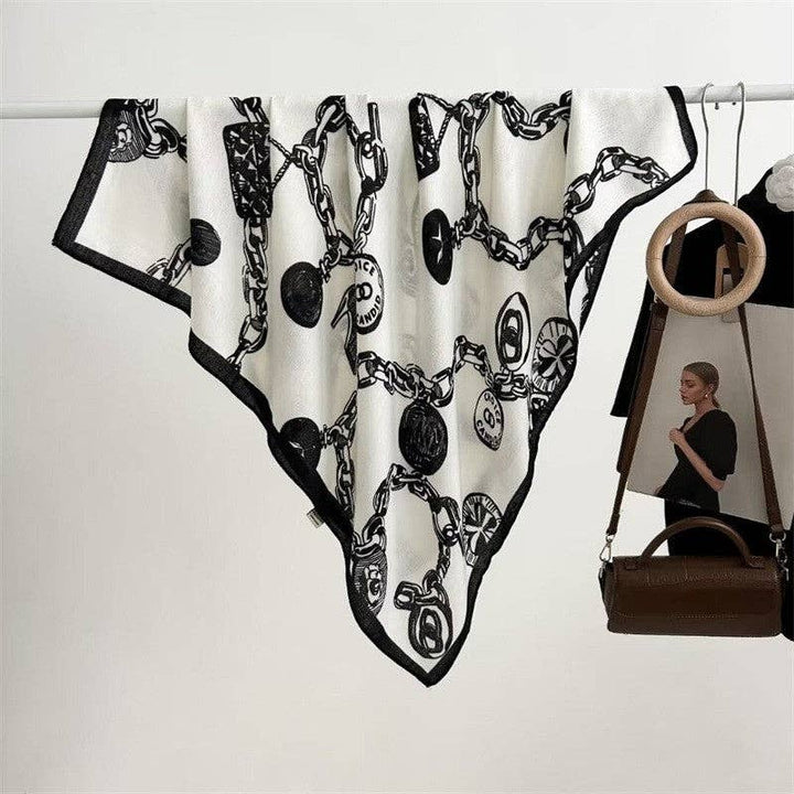 Floral Print Silk Scarf - Stylish And Versatile: Brown
