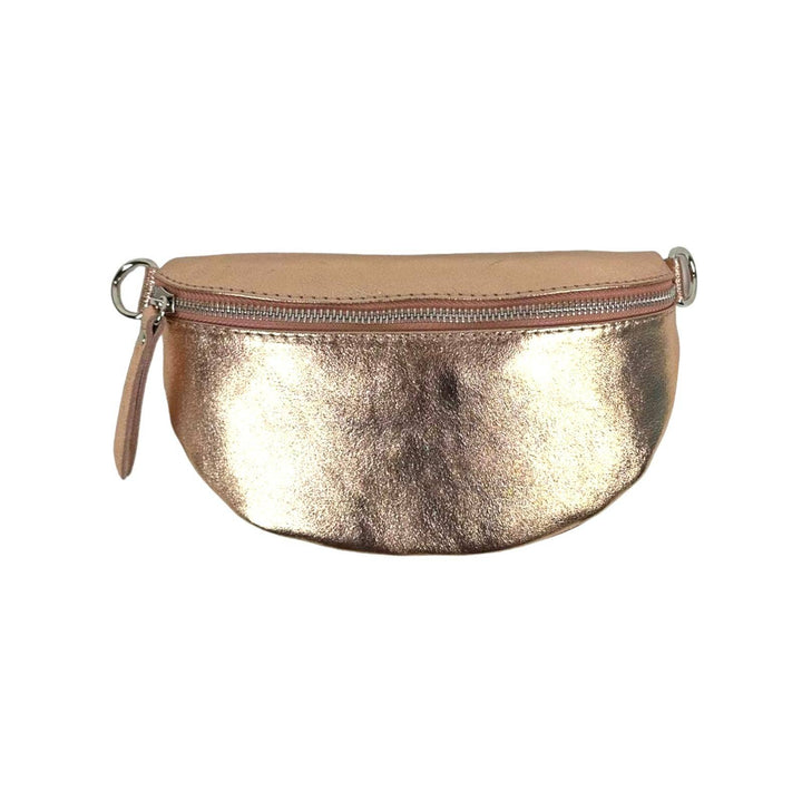 Metallic Leather Waist Bag: Bronze