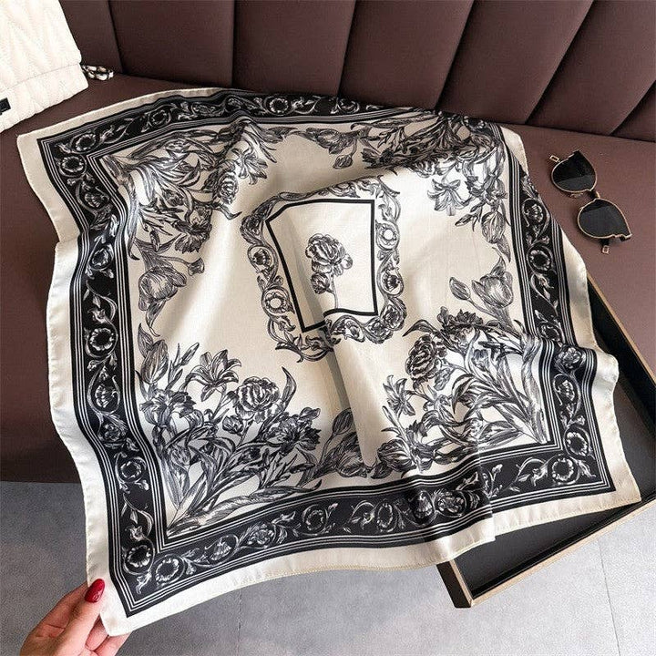 Sheer Trend - Fashion Print Square Scarf: BLUE
