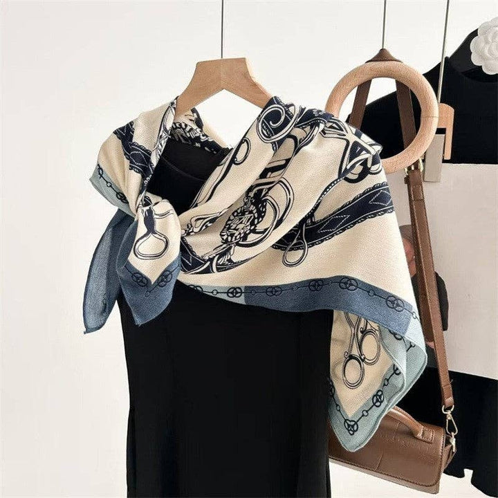 Floral Print Silk Scarf - Stylish And Versatile: Brown