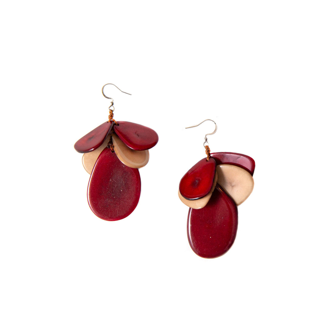 Jordin Earrings: Burgundy/Cafe con Leche