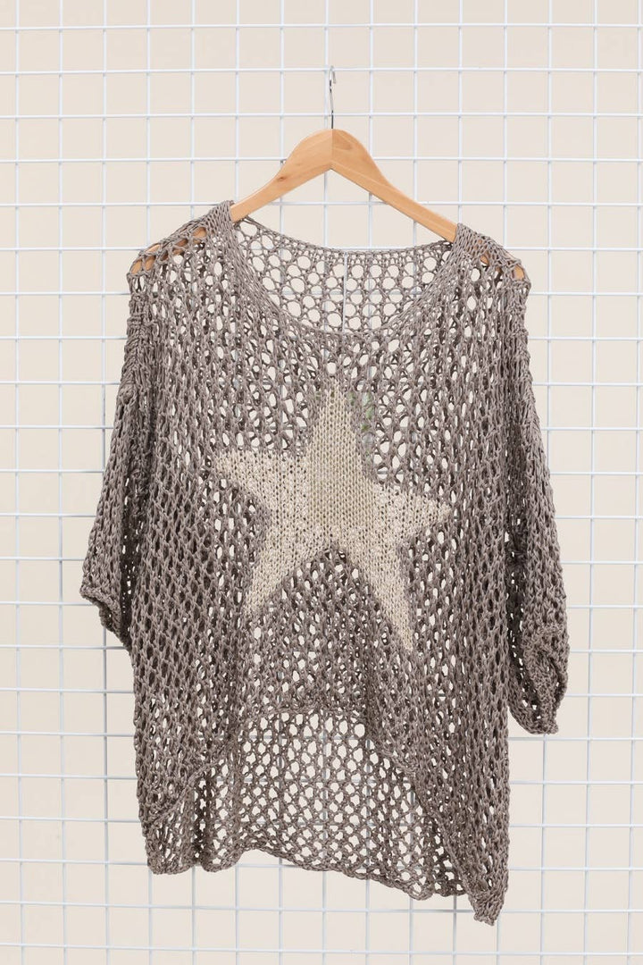 Cotton knit sweater star 100% cotton: Persimmon