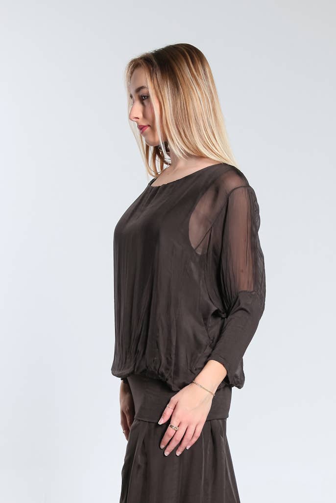 Silk Banded Blouse (BQ206):Army