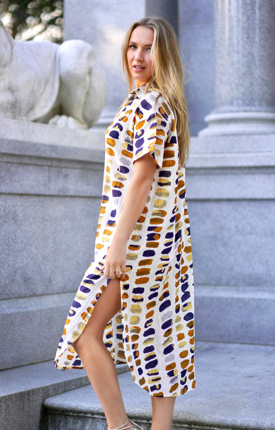 Zoey Geo Dress: White Gold / XL