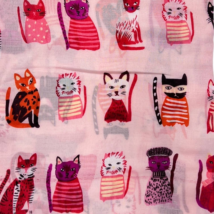 Cats wearing hats print scarf: Black