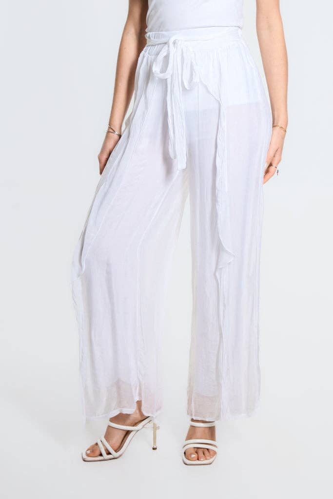 Wrap Front Silk Pant (PL214):Navy