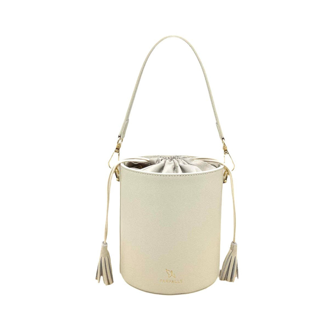 leather bucket bag, Made in Italy,112613: Taupe