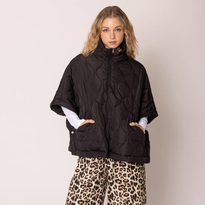 Quilted Cape Poncho Jacket : IVY / O/S
