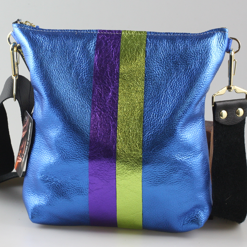 Graham Crossbody: METALLICS!: Gunmetal : Silver/IceBlue