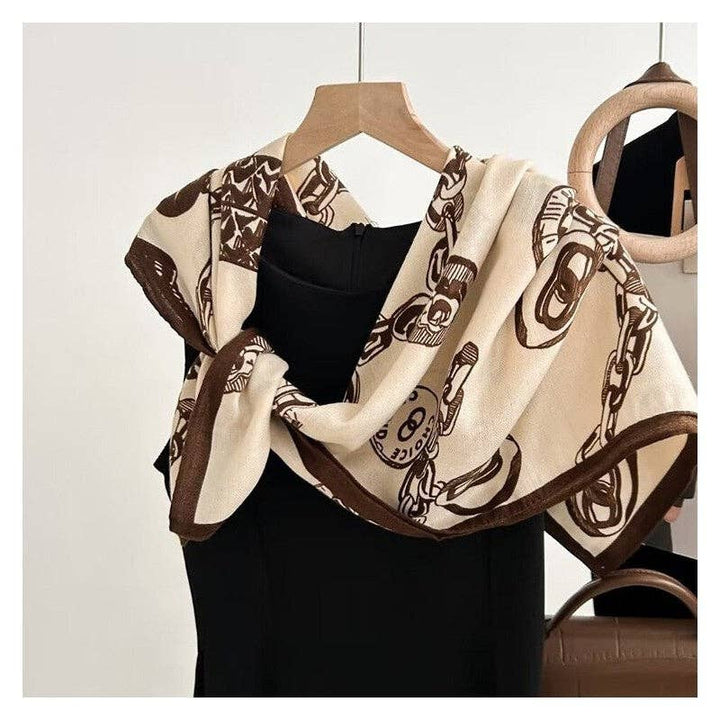 Floral Print Silk Scarf - Stylish And Versatile: BLUE