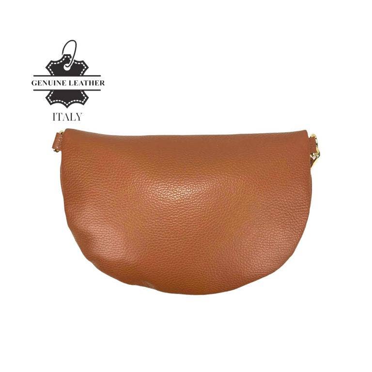 Italian Leather Waist Bag: Dark Silver