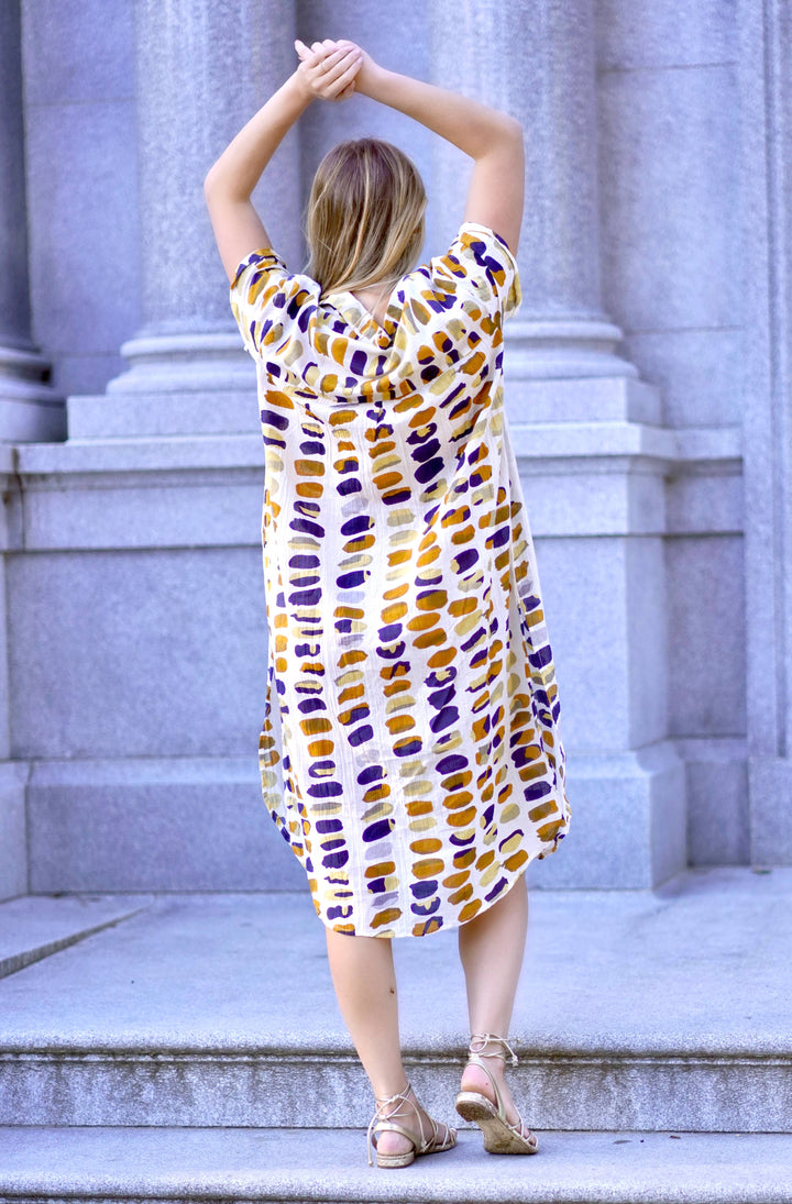 Zoey Geo Dress: White Gold / L