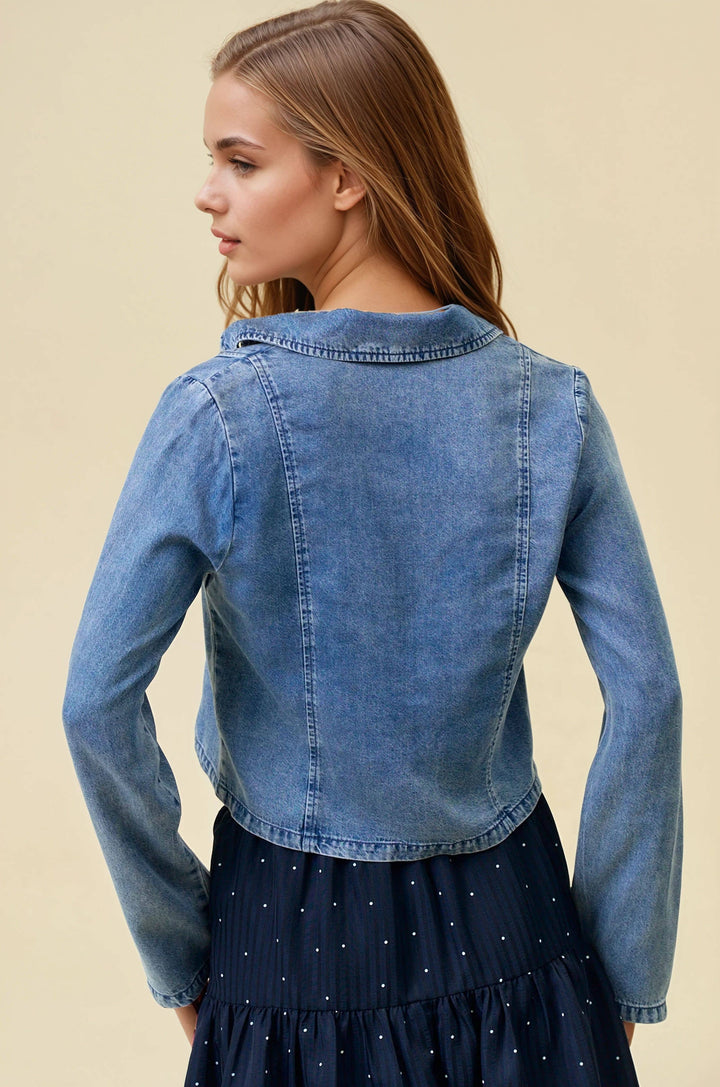 DENIM TIE FRONT TOP - 45453T:  / S