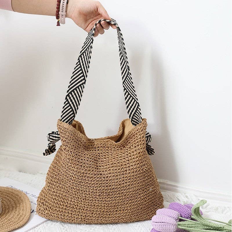 Straw Woven Beach Bag /DEEP BEIGE