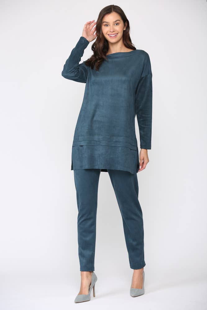 April Stretch Suede Tunic: BLACK / XS / 21136A