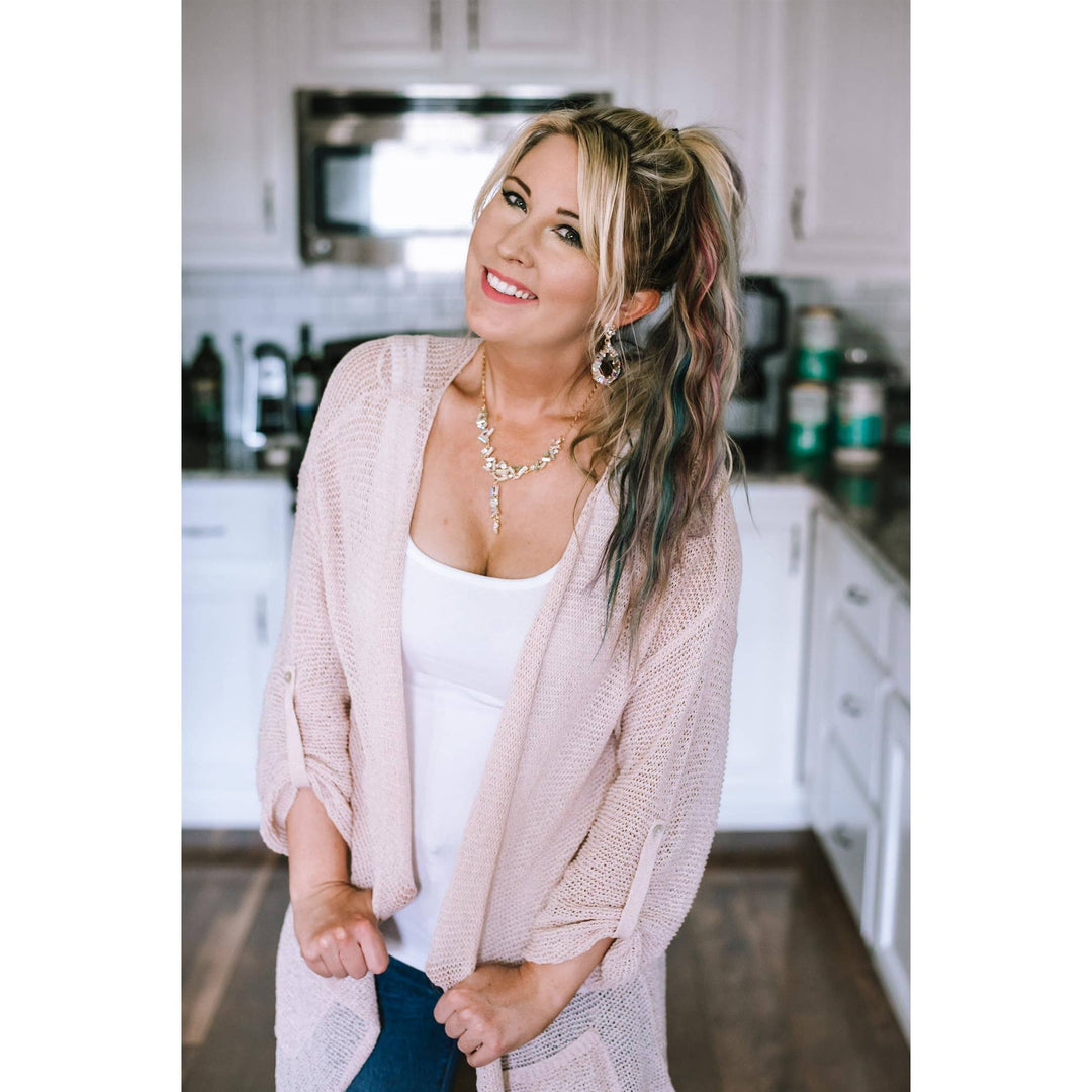Cardigan with Pockets: TAUPE / ML