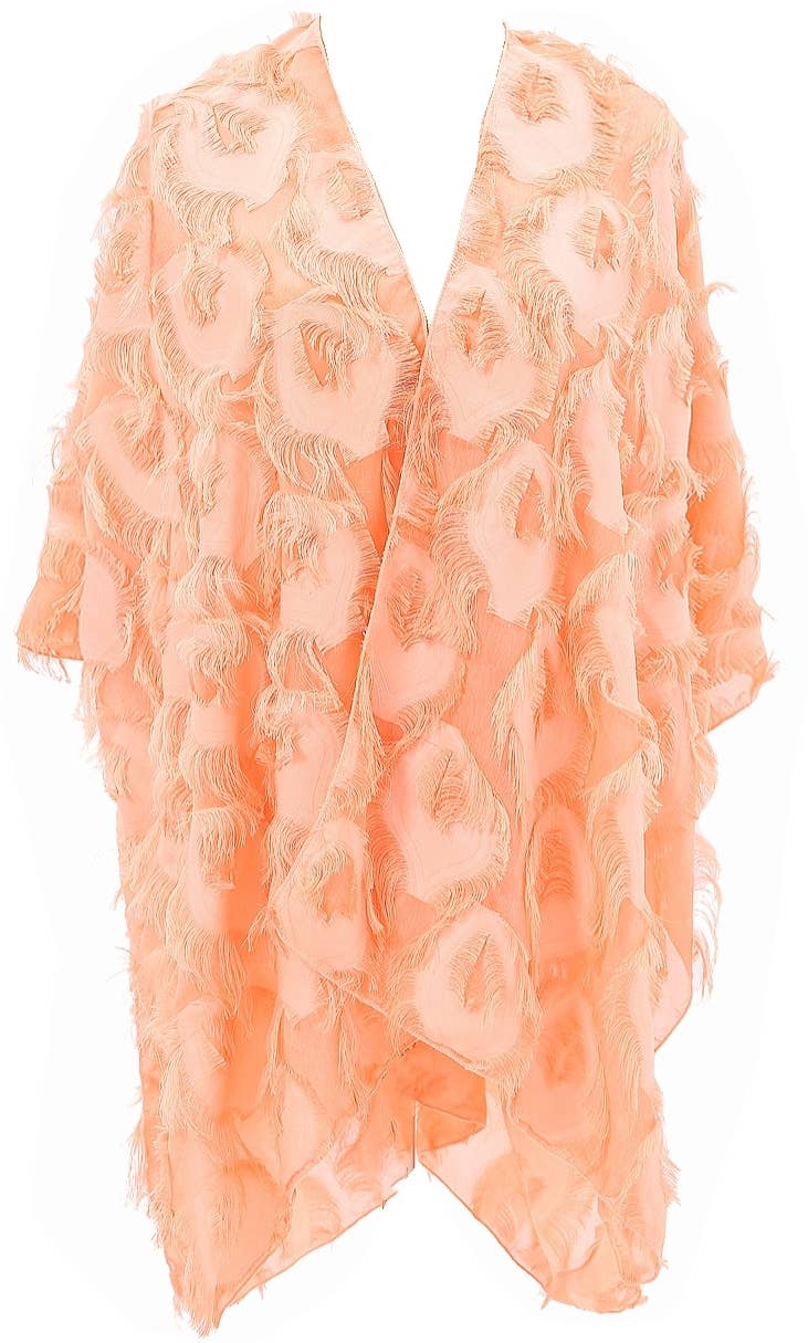 Elegant 3D Feather Fringe Eyelash Kimono/Cover-Up: Purple