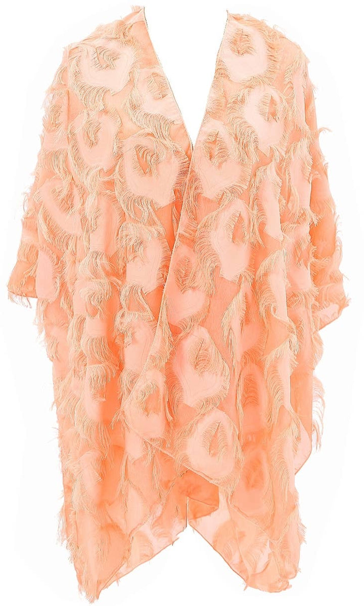 Elegant 3D Feather Fringe Eyelash Kimono/Cover-Up: Purple