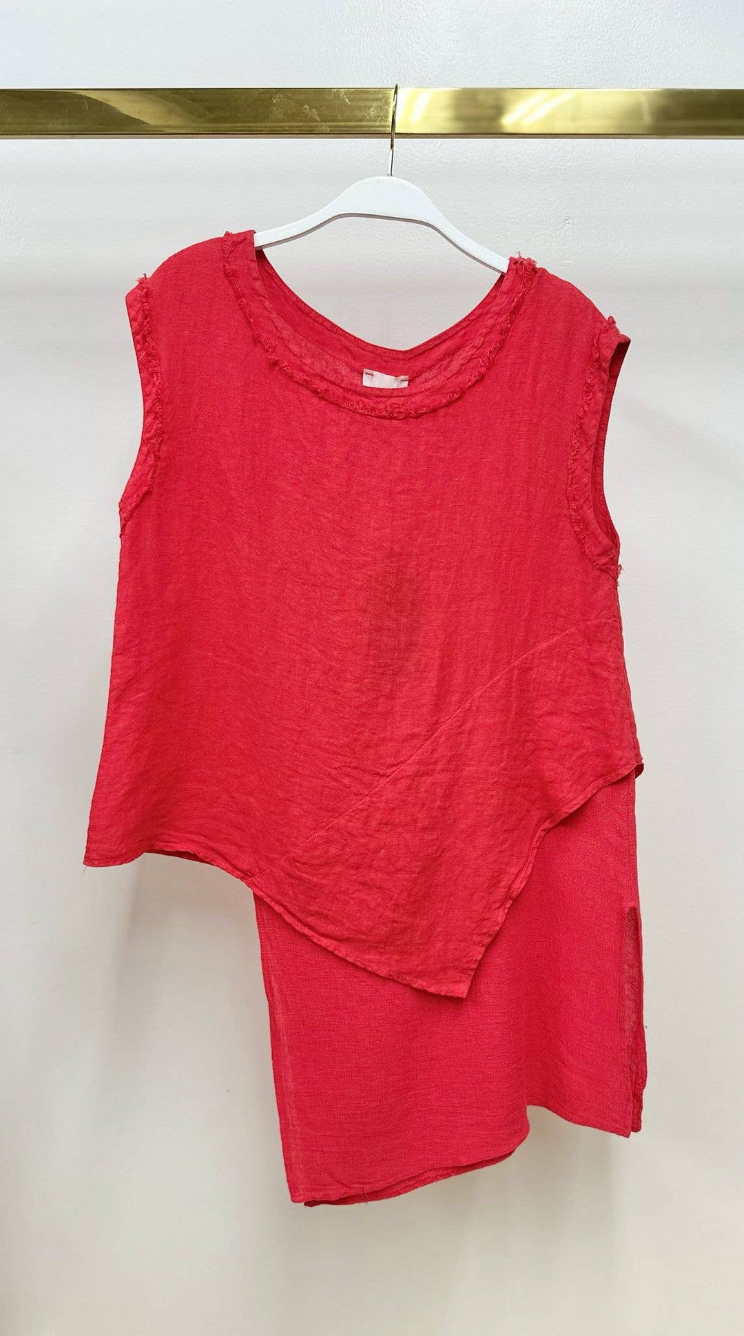 HI-LOW LINEN TOP Beige / S