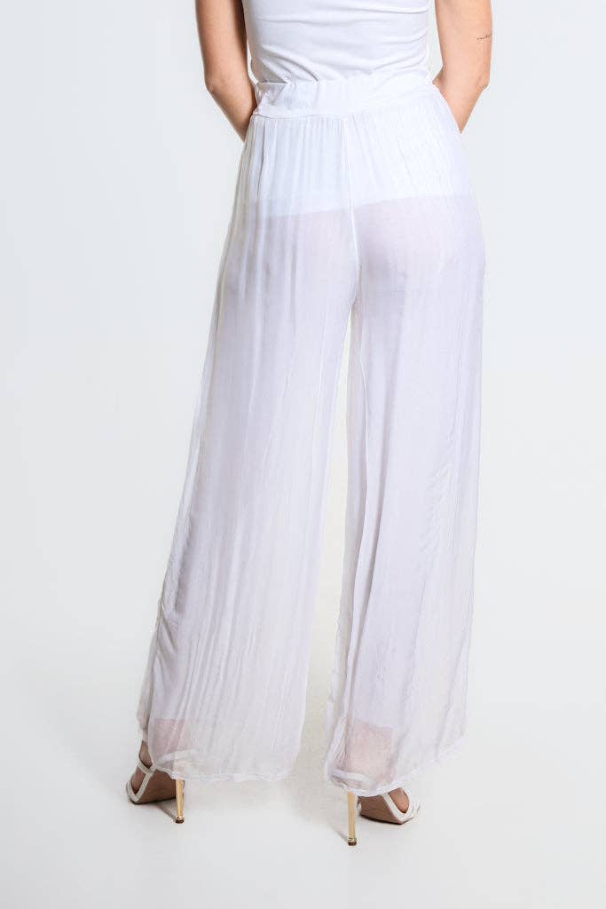 Wrap Front Silk Pant (PL214):Navy