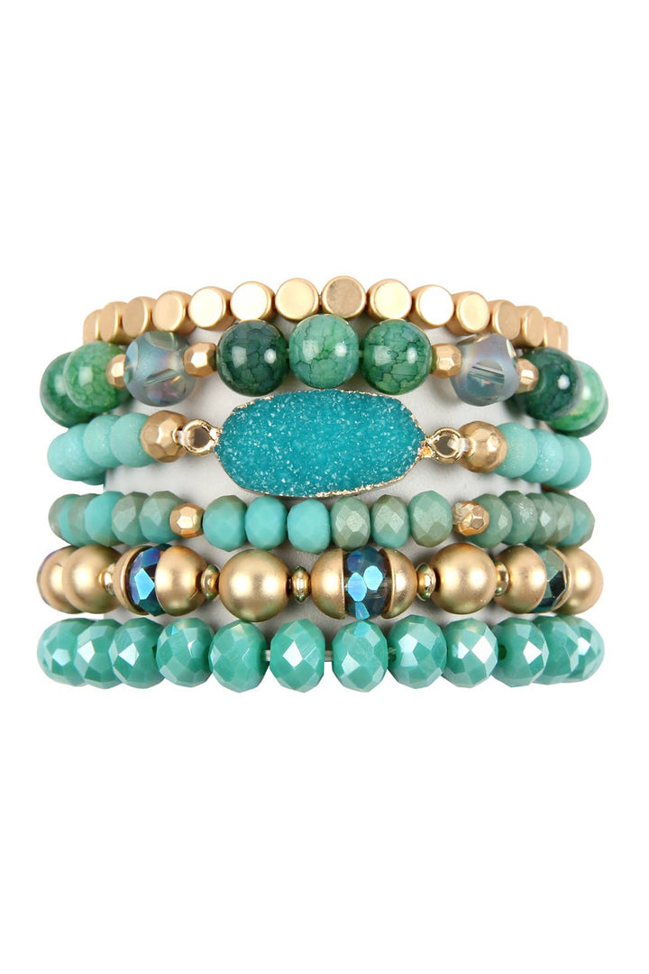 Druzy Stone Charm Bracelet Set: White