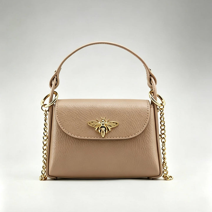 Mini Leather Bag Bee Clasp: Marrone