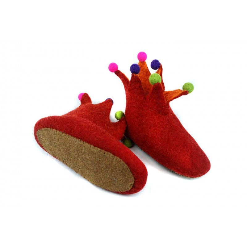 Felted Crown Shoes for Kids- : Turquoise