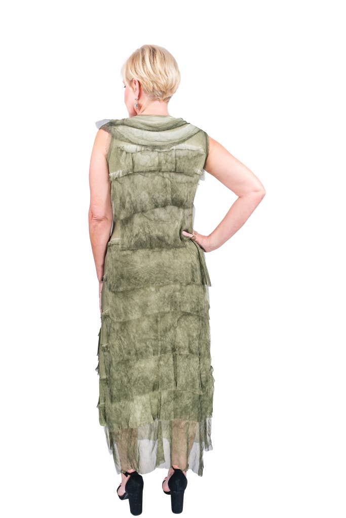 Aleena Silk Maxi Ruffle Dress (DT215):Black