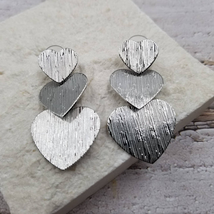 Stacked Heart Earrings | Gold & Silver