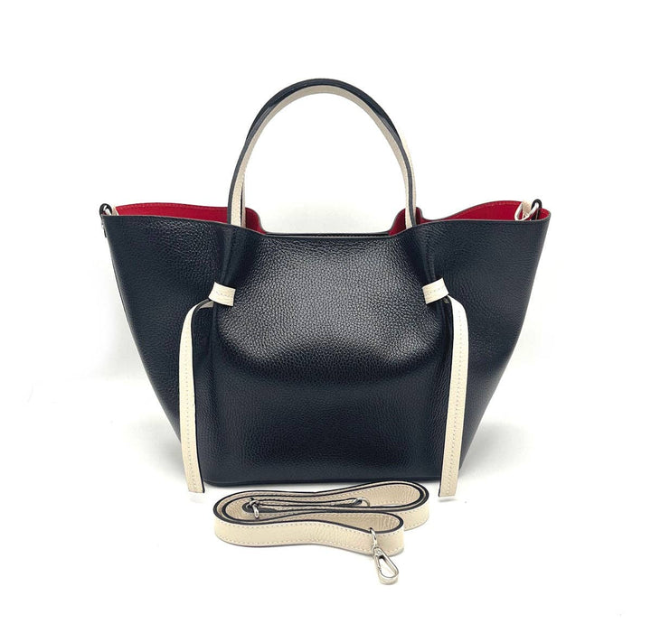 Leather bag, Made in Italy, 112544: Blk