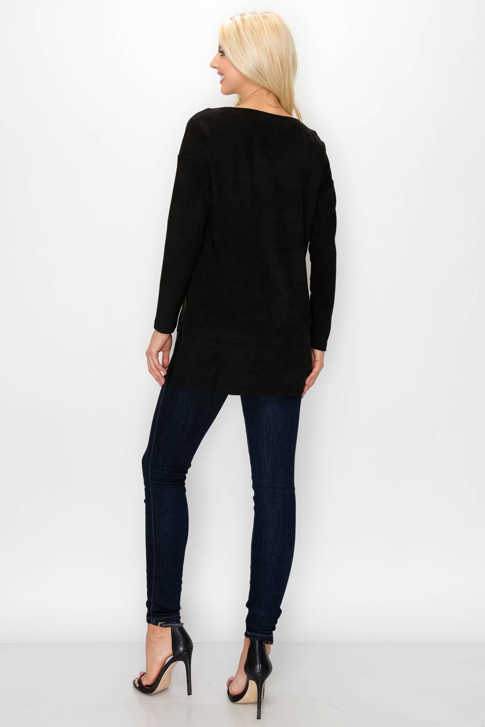 April Stretch Suede Tunic: BLACK / M / 21136A