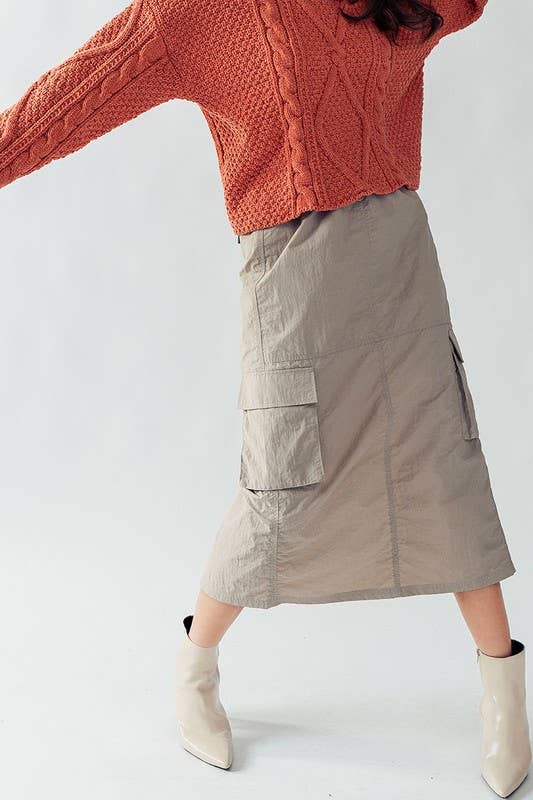 MIDI PARACHUTE SKIRT: SLATE
