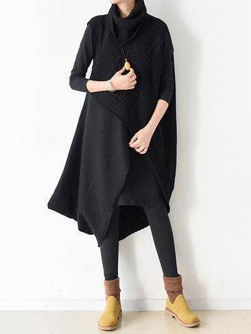 Casual Sleeveless Dress: BLACK / ONE SIZE