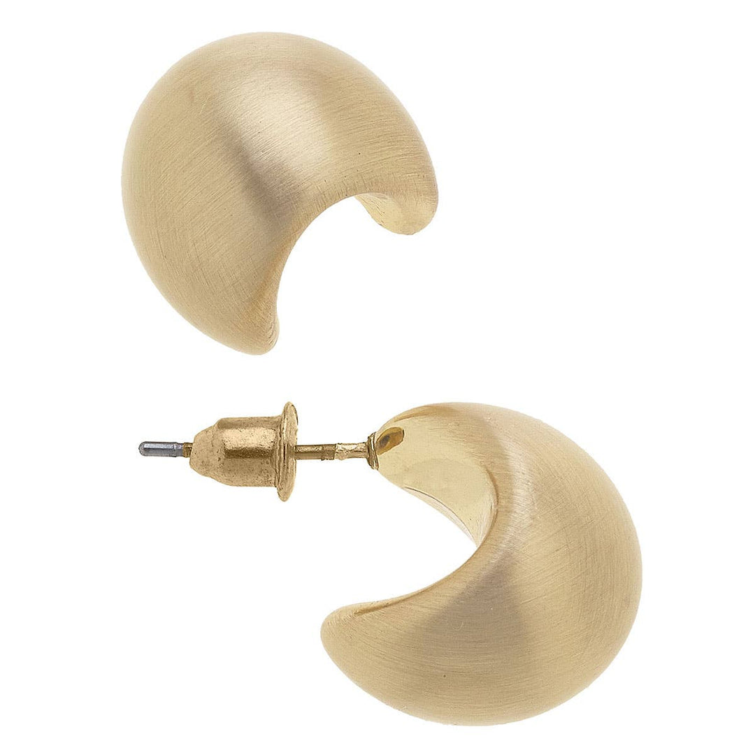 Icon Mini Tapered Puff Hoop Earrings: Satin Silver