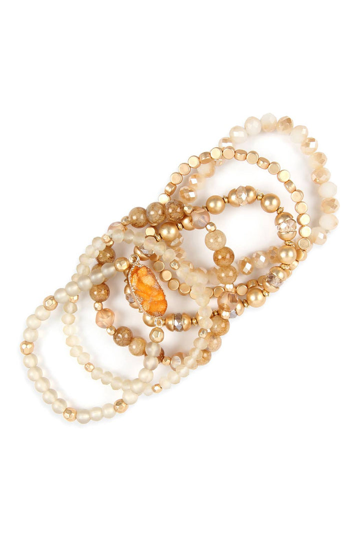 Druzy Stone Charm Bracelet Set: White